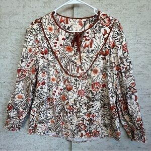 Matilda Jane Meadow Brook Floral Top Shirt Sz S Cottagecore Gauze Peasant Boho